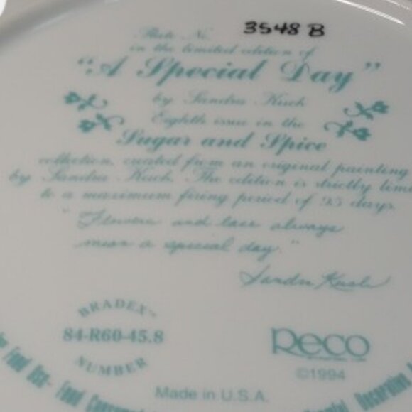 Sandra Kuck Collectors Plate - "A Special Day" - Sugar and Spice - Picture 2 of 3